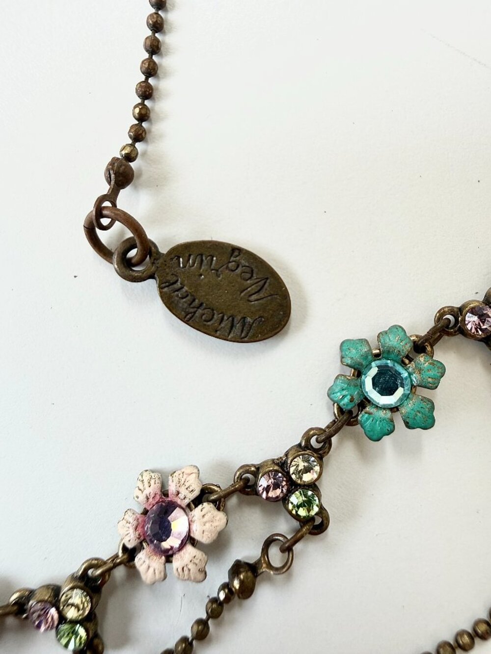 Michal Negrin Multicolor Flower and Rhinestone Necklace - Picture 3 of 3